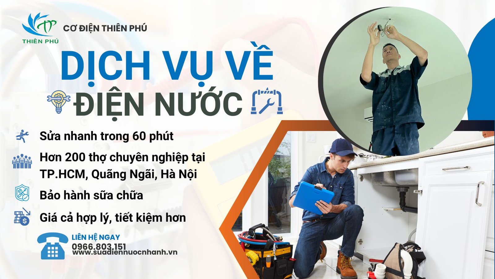 Sửa điên nước nhanh Thiên Phú - TP.Hồ Chí Minh- Quảng Ngãi -Hà Nội